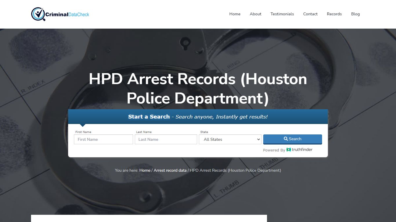 HPD Arrest Records (Houston Police Department) - Criminal Data Check