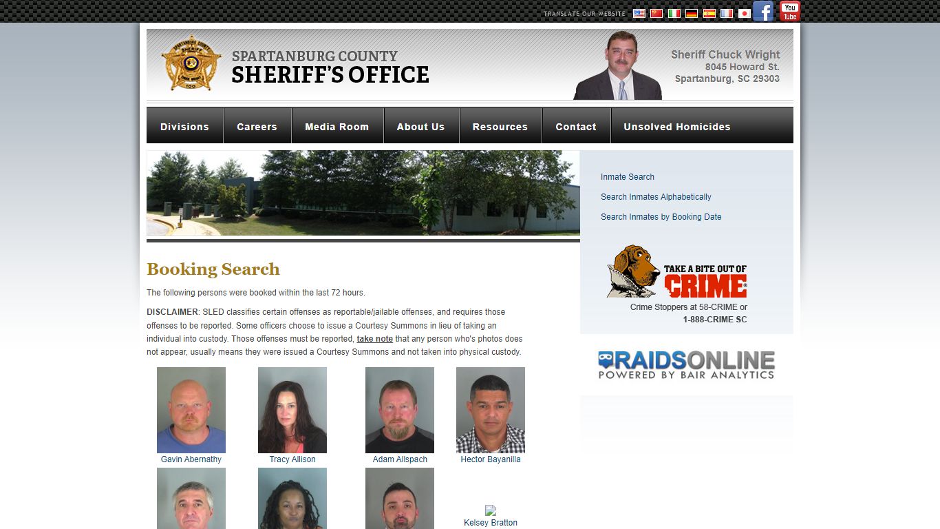 Booking Search : Spartanburg Sheriff